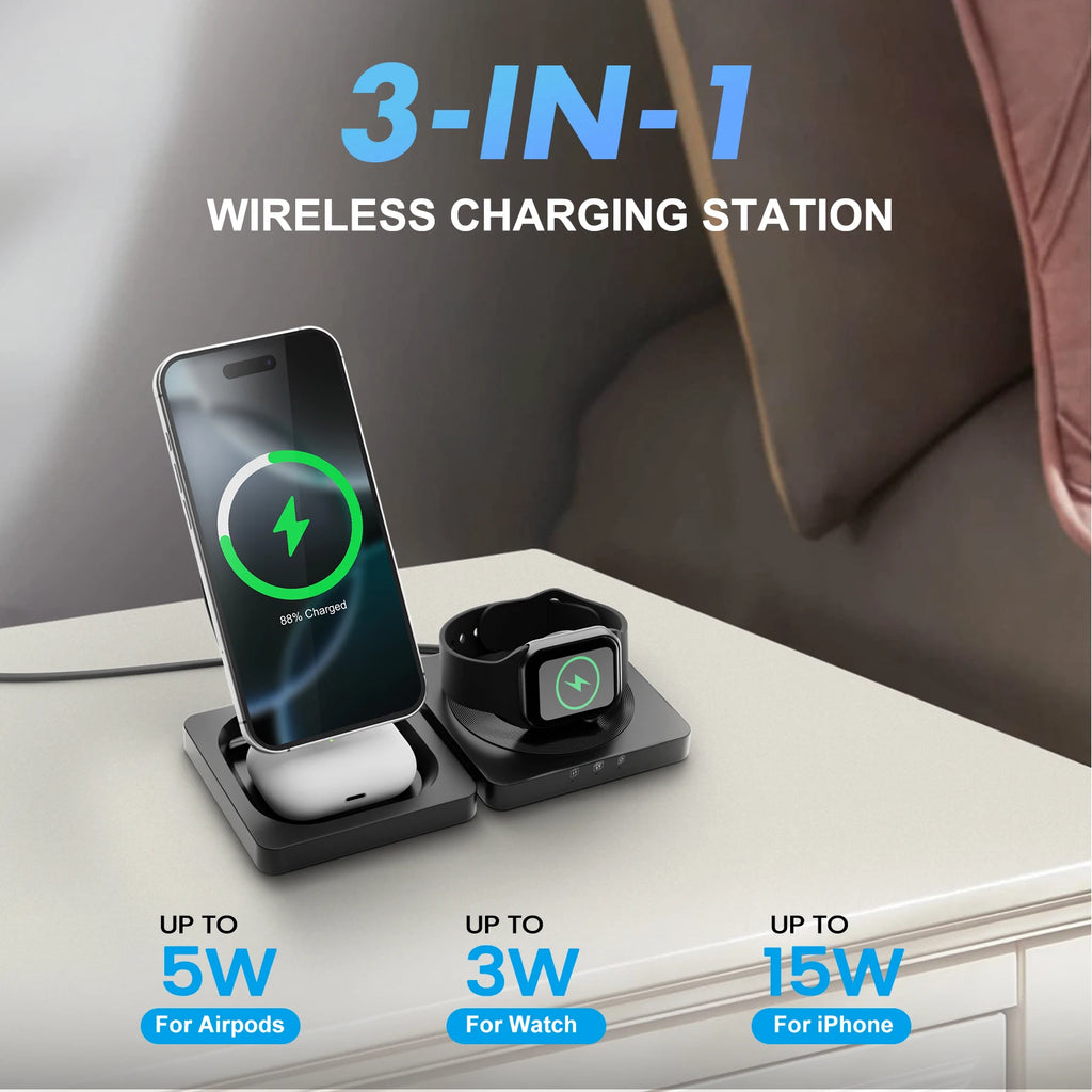 Foldable Travel 3-in-1 Magnetic Charger