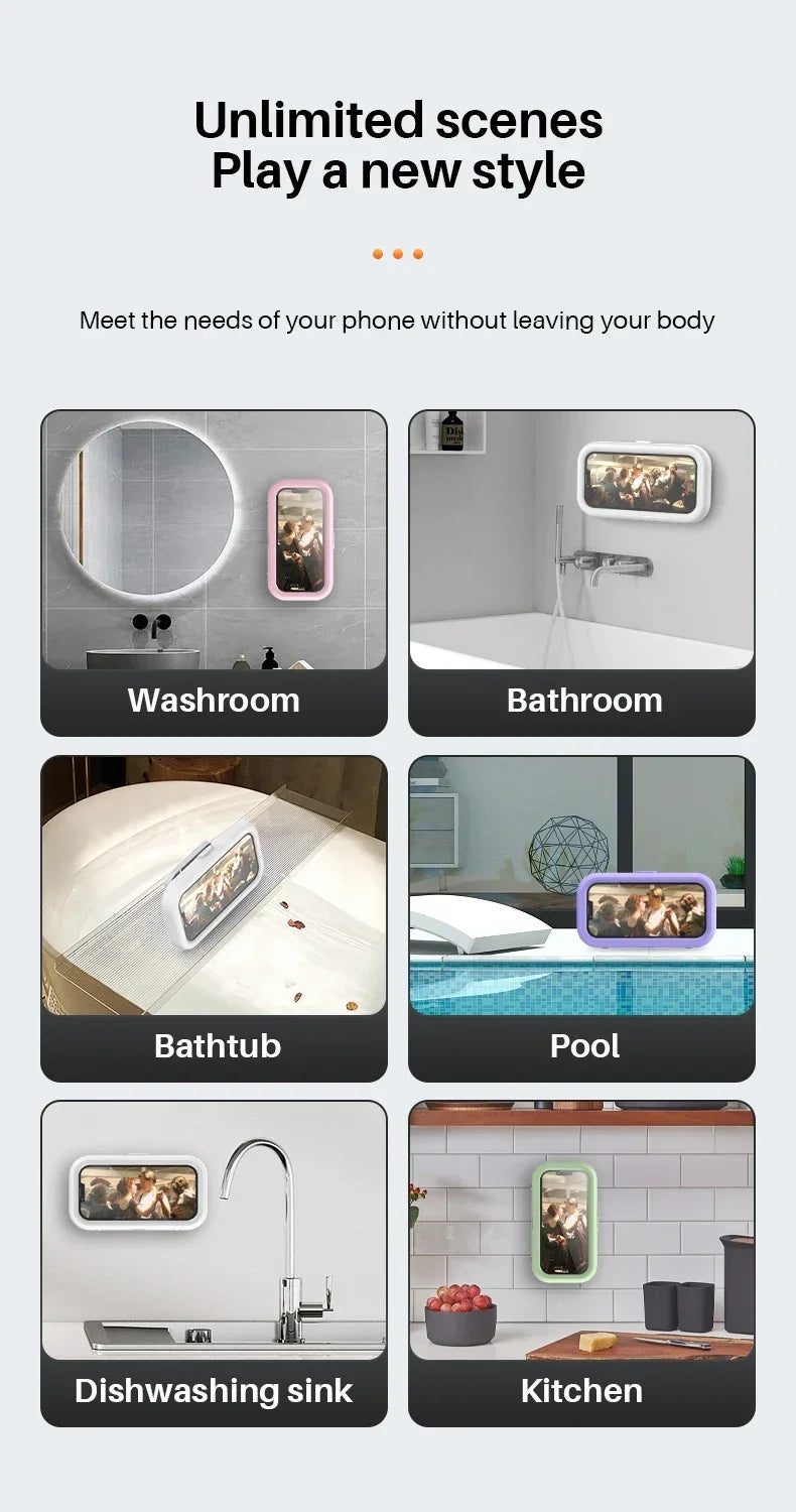 Waterproof Shower Phone Holder with Anti-Fog Screen