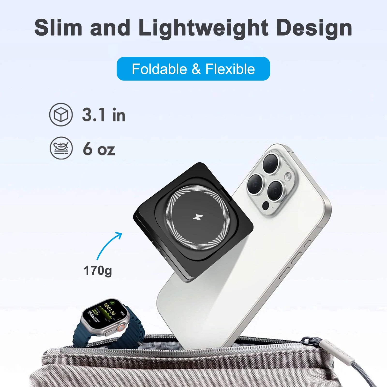 Foldable Travel 3-in-1 Magnetic Charger
