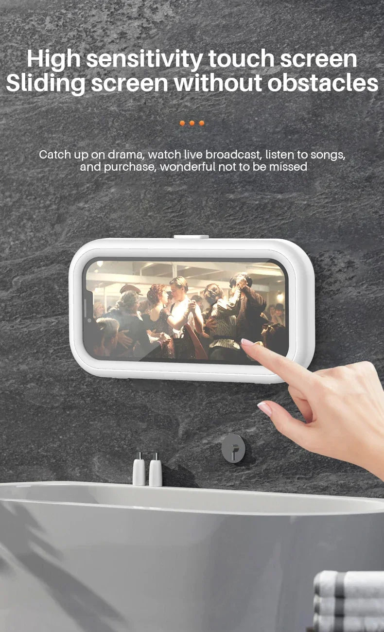 Waterproof Shower Phone Holder with Anti-Fog Screen