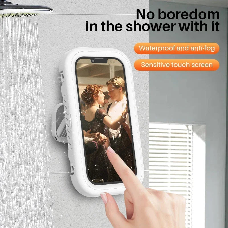 Waterproof Shower Phone Holder with Anti-Fog Screen