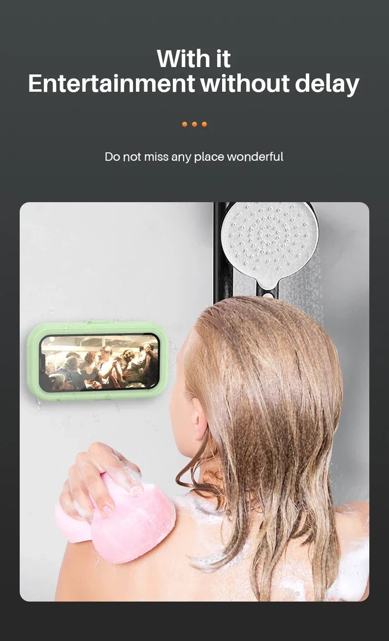 Waterproof Shower Phone Holder with Anti-Fog Screen