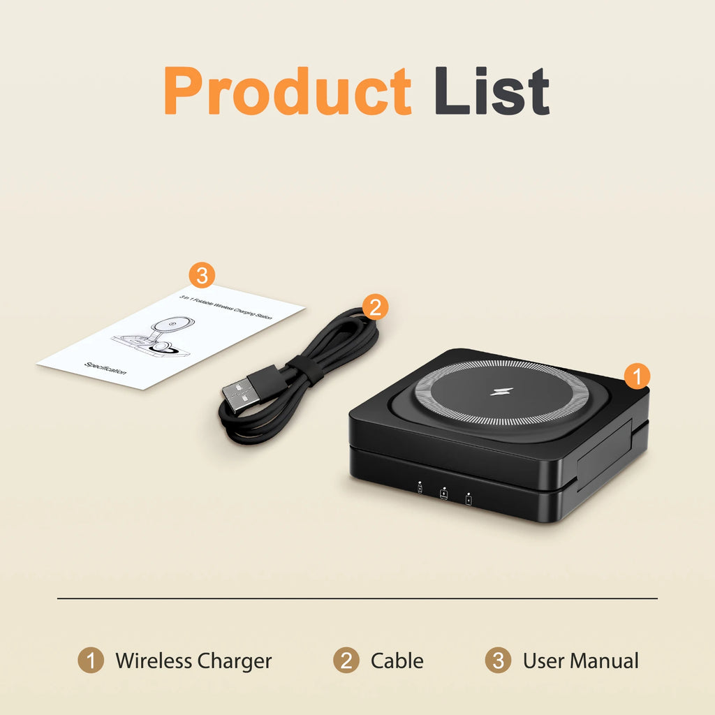 Foldable Travel 3-in-1 Magnetic Charger