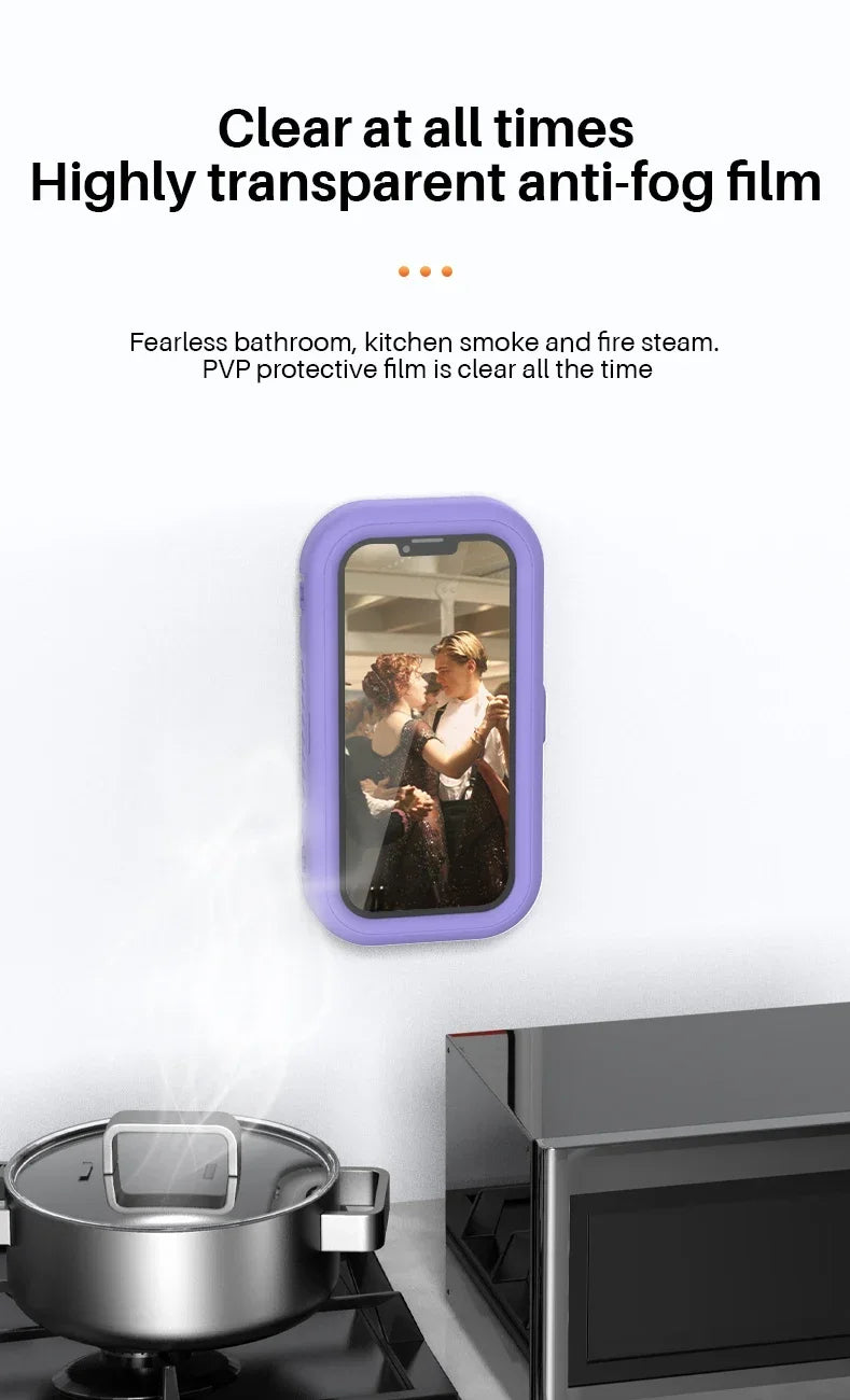 Waterproof Shower Phone Holder with Anti-Fog Screen