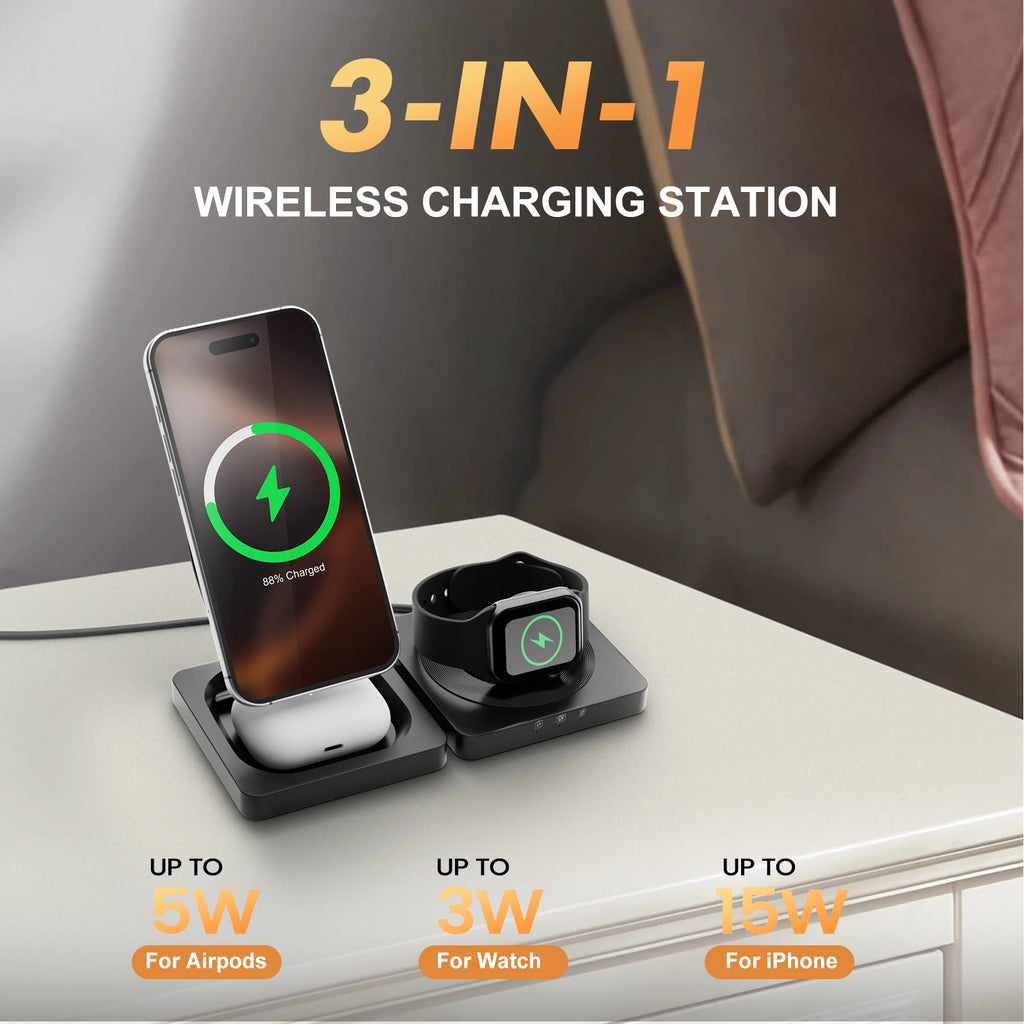 Foldable Travel 3-in-1 Magnetic Charger