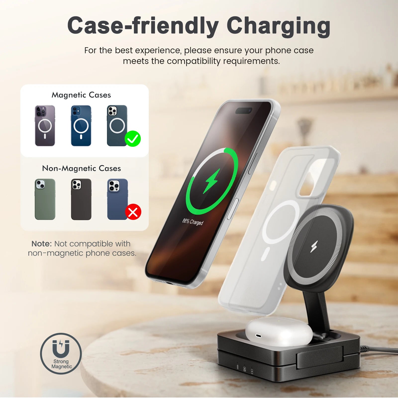 Foldable Travel 3-in-1 Magnetic Charger