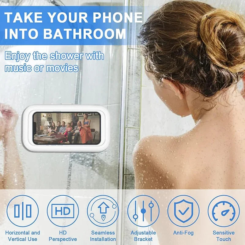 Waterproof Shower Phone Holder with Anti-Fog Screen