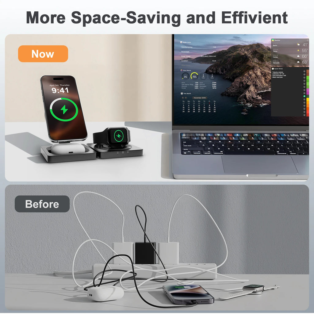 Foldable Travel 3-in-1 Magnetic Charger
