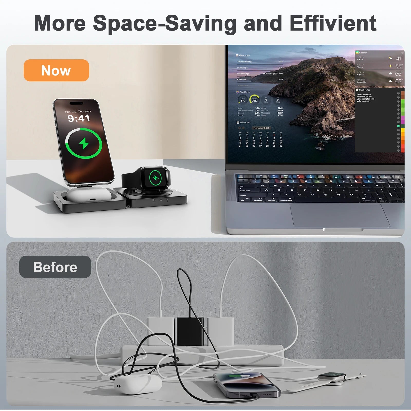 Foldable Travel 3-in-1 Magnetic Charger