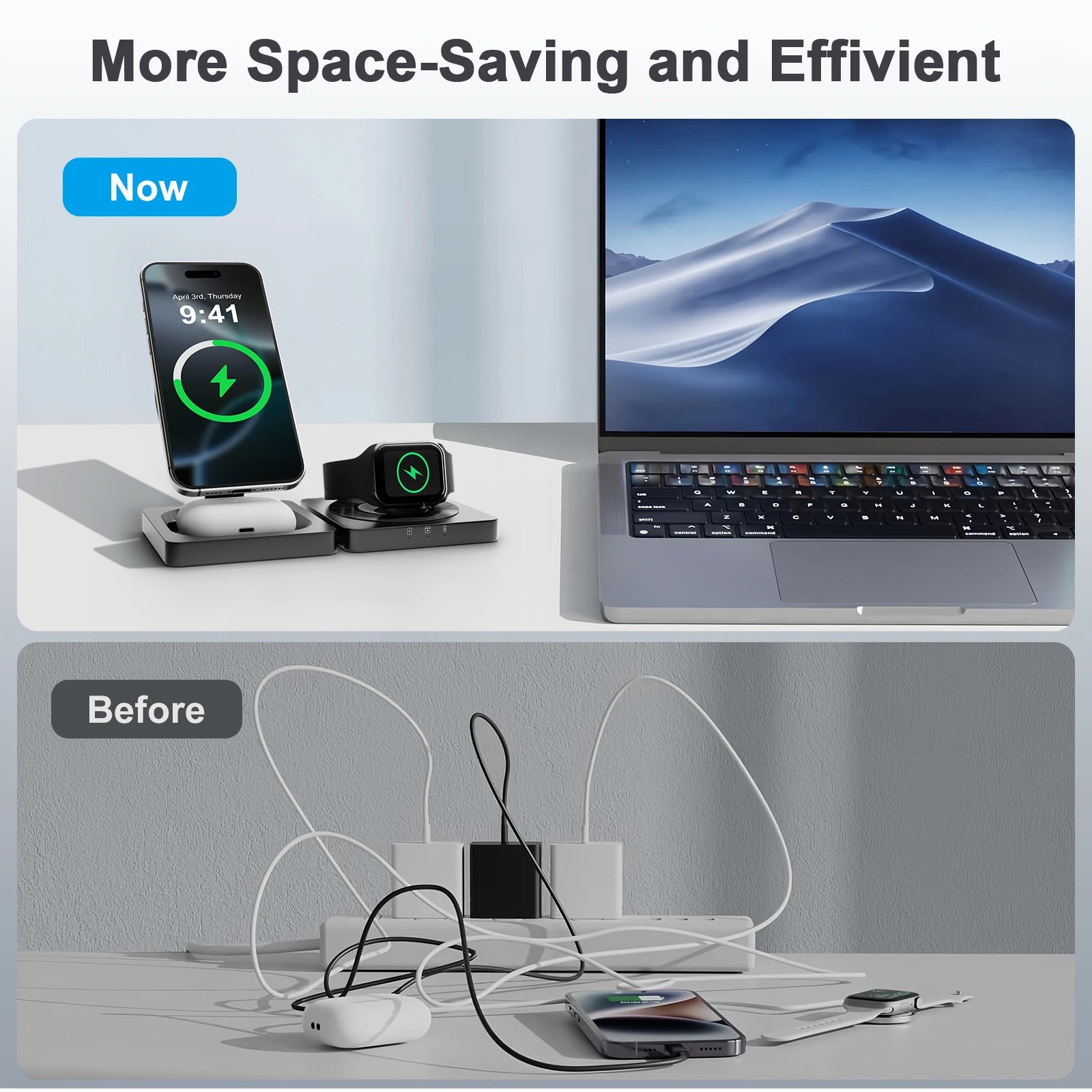Foldable Travel 3-in-1 Magnetic Charger