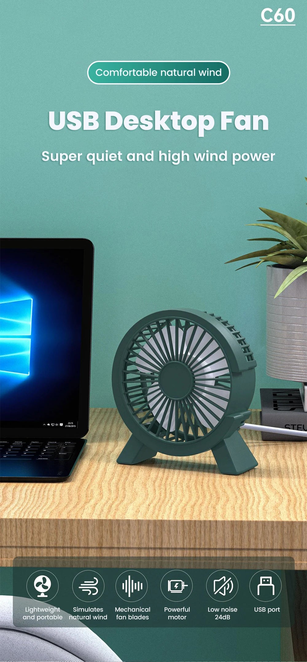Portable Mini USB Desk Fan